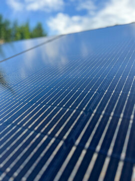 Solar Panel Close Up on Sunny Day