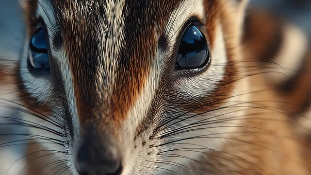 Close-up Chipmunk Face Detail, Wildlife Portrait
