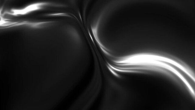 Abstract Black and White Silk Fabric Waves Background with Elegant Smooth Glossy Liquid Motion for Luxury Concept Backgrounds