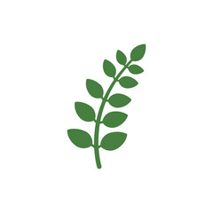 Obraz premium Basil Sprig Icon with Small Leaves Solid Green Vector Illustration for Herbs