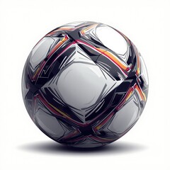 Modern soccer ball with intricate black and orange patterns on white background