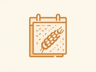 Illustration of a calendar page with wheat sheaf symbolizing agricultural planning or harvest season.