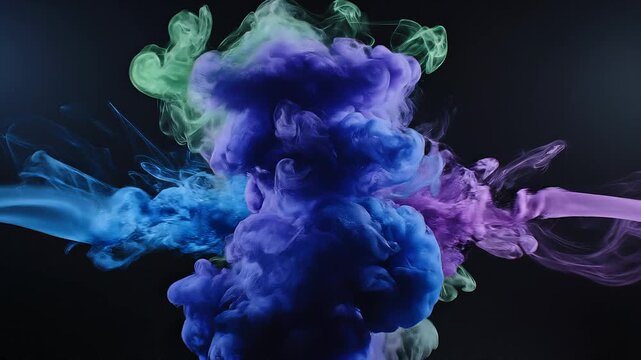 4K video colorful ink clouds explosion in water