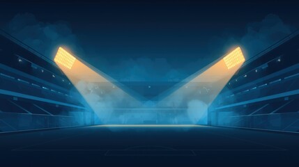 Bright stadium lights illuminating an empty basketball court under a dark night sky