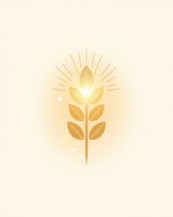 Golden wheat sheaf radiating with soft light against a translucent background