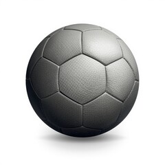 A sleek metallic soccer ball with a modern geometric pattern on a neutral background.