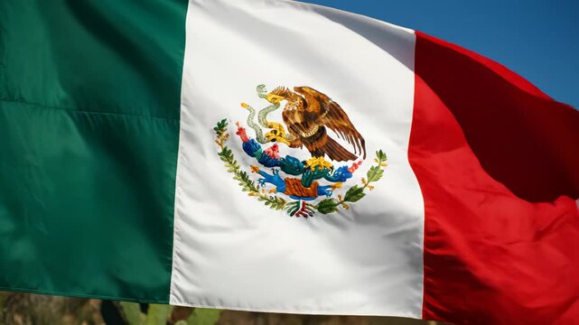 Mexican flag waving in the wind