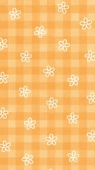 Orange floral checkered pattern