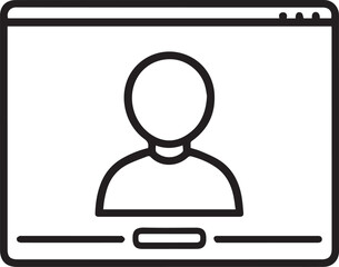 A graphic of a person inside the screen. The image features a stylized graphic of a person on a computer screen, signifying digital interaction.