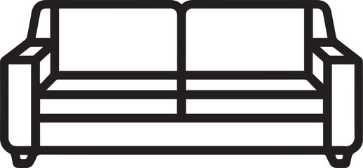 Minimalist line art of a stylish couch, representing comfort and relaxation in a clean, modern design.