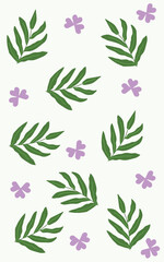 Green leaves pattern natural organic decoration wallpaper vertical background