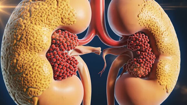 Human kidneys with blood vessels
