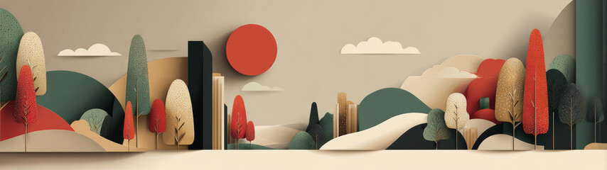 Autumn landscape city banner