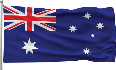 Vibrant national flag of Australia proudly waving in the breeze, symbolizing unity, identity, and the rich heritage of the Oceanic nation
