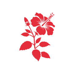 Wild Hibiscus Plant Natural Shape Tropical Floral Vector Art