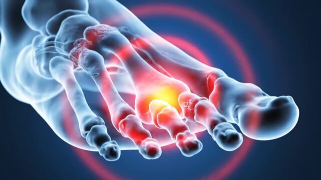 Foot pain xray blue background.