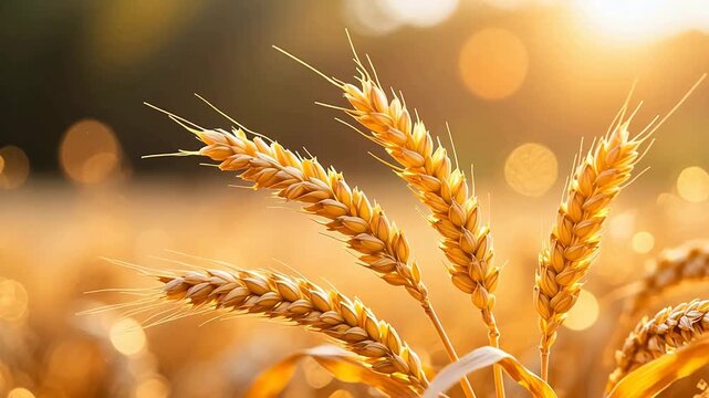 GoldenWheatSheafonWarmBokehBackground