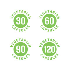 Vegetarian capsules icon with pills and plant, vegan, healthy and natural