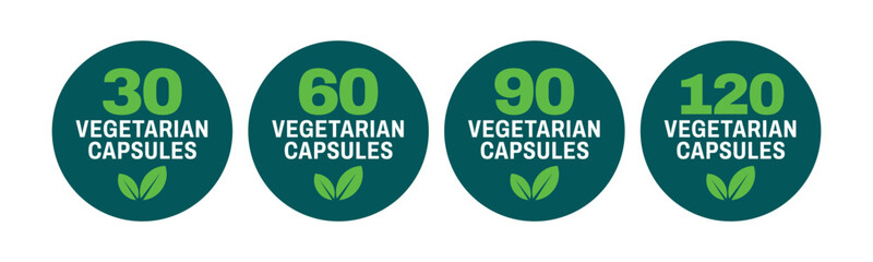 Vegetarian capsules icon with pills and plant, vegan, healthy and natural