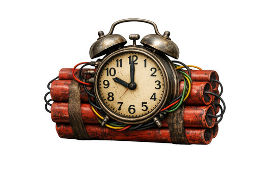 Vintage alarm clock time bomb ticking countdown