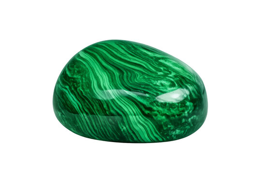 Polished malachite gemstone showcasing natural green banded patterns