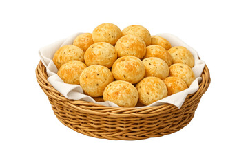 Brazilian p&atilde;o de queijo cheese bread in basket