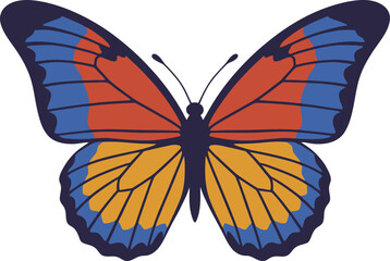 Fototapeta premium Colorful Butterfly Illustration with Orange, Blue, and Yellow Wings
