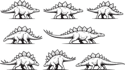 Stegosaurus Dinosaur Line Art Bundle © Hue
