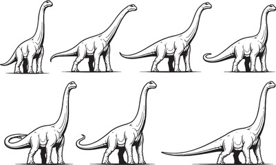 Brachiosaurus Dinosaur Line Art Bundle © Hue