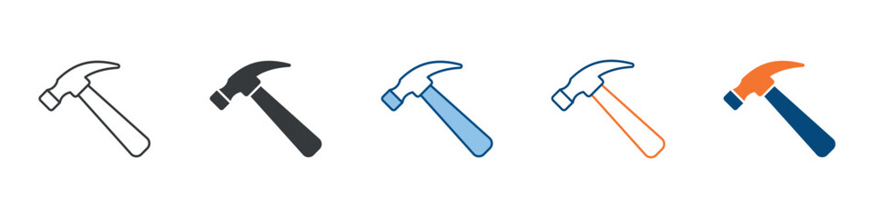 Hammer Icon Set Multiple Style Collection