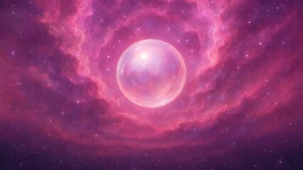 Obraz premium Ethereal cosmic pink nebula sphere desktop wallpaper