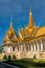 Phnom Penh, Cambodia, 6th January 2026 - The Royal Palace.  Section of The throne hall, portrait format