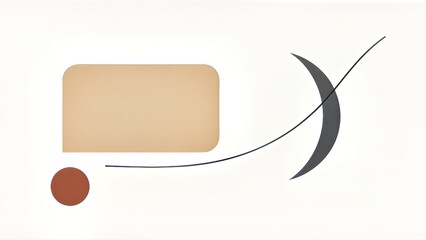 Abstract minimalist composition with geometric shapes and lines on white background.