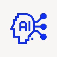 Fototapeta premium AI head with digital connections.