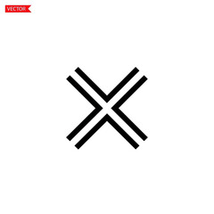 Obraz premium Abstract geometric cross symbol, double line, minimalist design, vector graphic