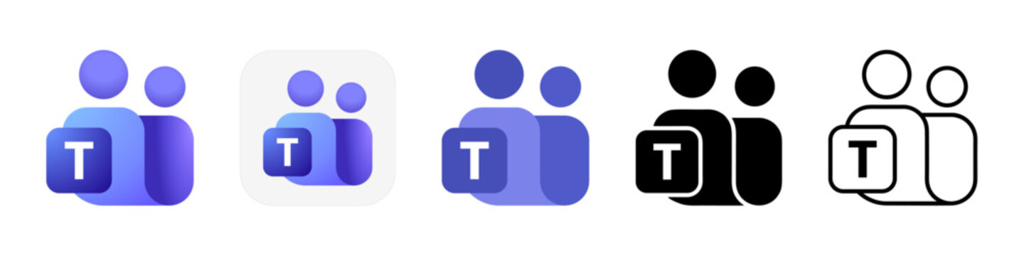 New Microsoft teams logo 2026. MS team icon transparent png. Scalable vector App icons set