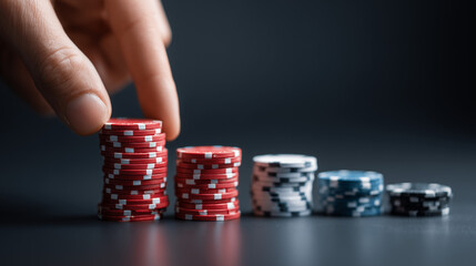 Naklejka premium Strategic Choice and Risk Management Concept with Digital Intelligence Casino Chips