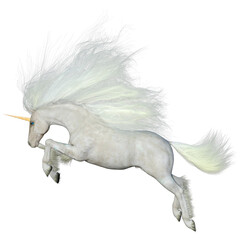 3D Rendering Fairy Tale White Unicorn on White