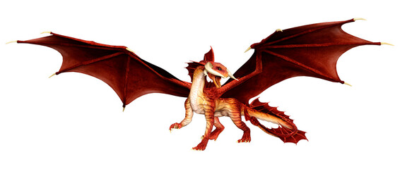3D Rendering Fairy Tale Dragon on White