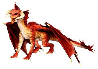 3D Rendering Fairy Tale Dragon on White