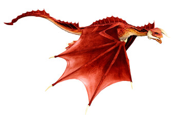 3D Rendering Fairy Tale Dragon on White