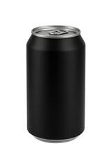Blank black aluminum beverage can isolated on transparent background