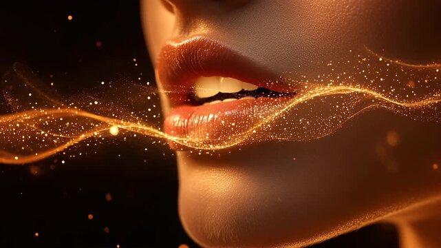 closeup of female lips, singer, singing