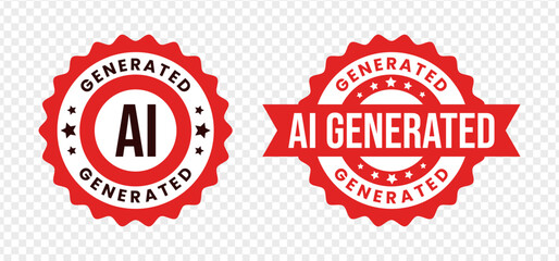 Obraz premium AI Generated Content Verification Stamps Set in Red Color Isolated on White Background