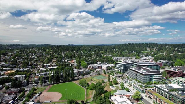 Suburban Summer Aerial in Kirkland, Washington