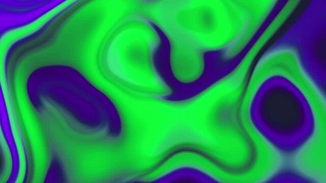 Abstract Swirling Neon Green and Purple Liquid Motion Background.