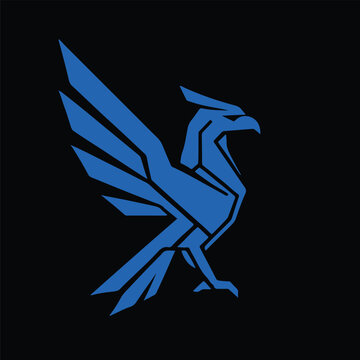 Geometric Blue Phoenix - Angular Futuristic Mythical Bird Logo