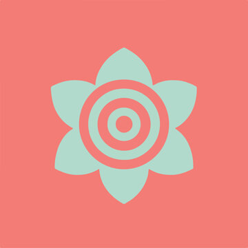 Six-Petal Blue Flower with Target Center - Goal and Nature Symbol