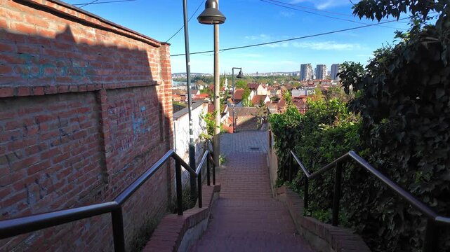 Famous steps on Gardos tower in Zemun, Belgrade, Serbia.