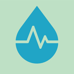 Clean medical logo featuring a stylized bright blue teardrop shape containing a thin white horizontal ECG waveform with two peaks and troughs centered within.